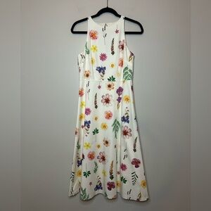 Talbots Sateen Fit & Flare Floral Meadow Dress Size 4 Petite